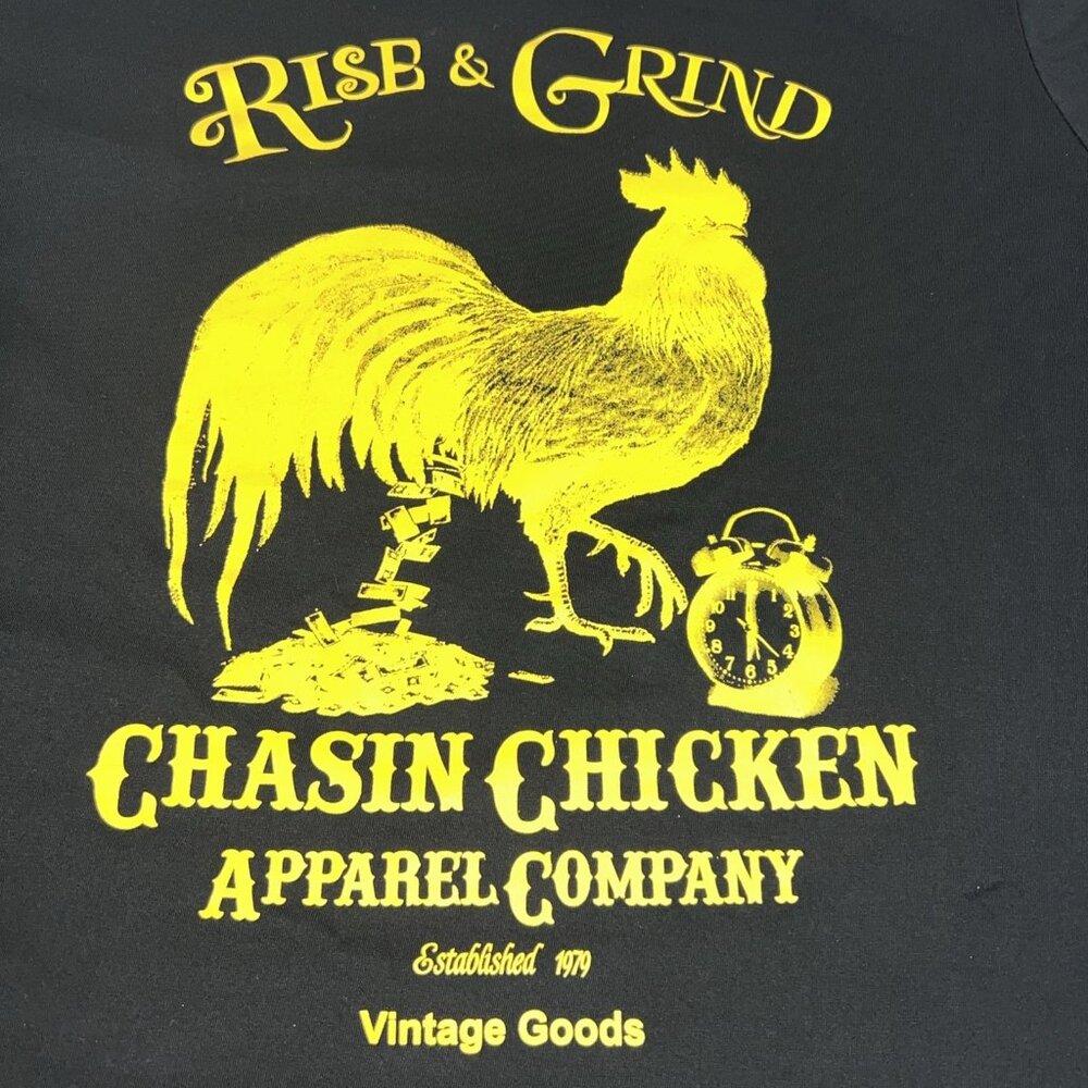Chasin Chicken Rise & Grind Shirt Sz X-Large Chasin Chicken Apparel Company Logo